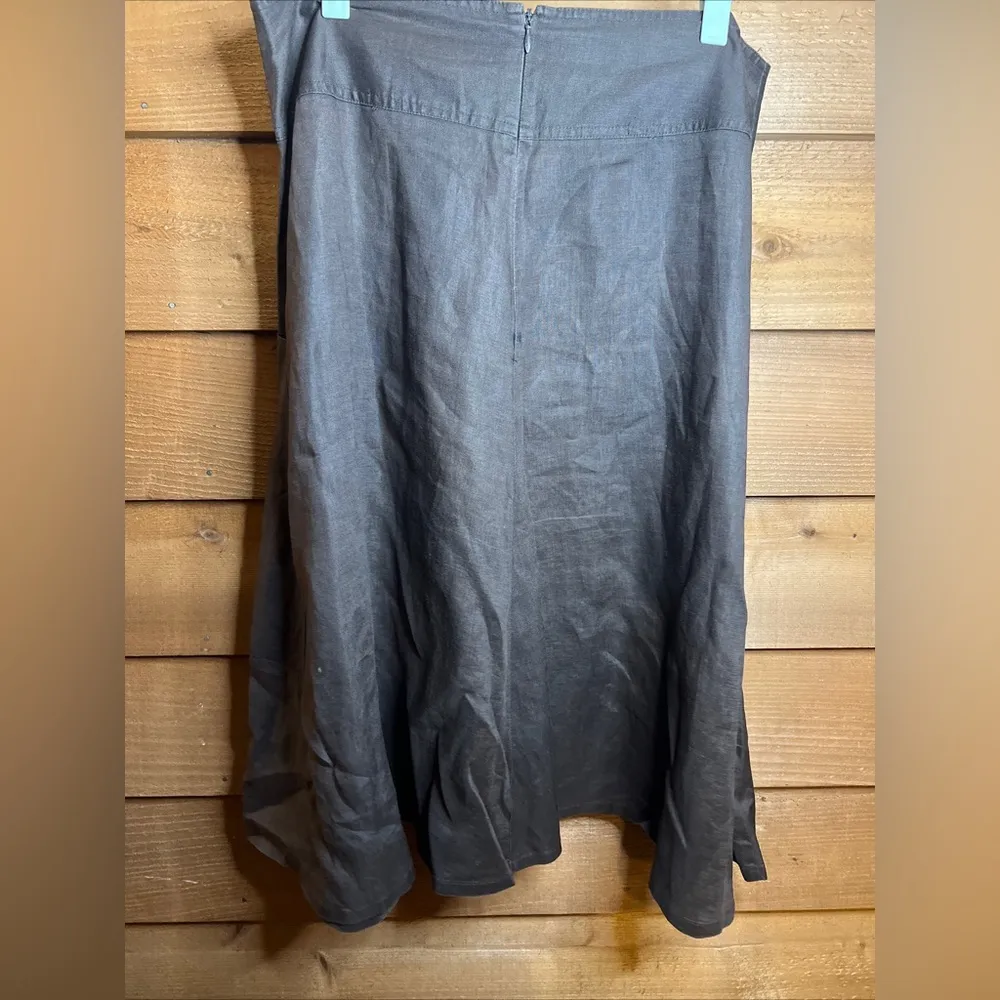 Calvin Klein Vintage Brown linen midi skirt Zip minimalist lagenlook cottagecore - Image 5