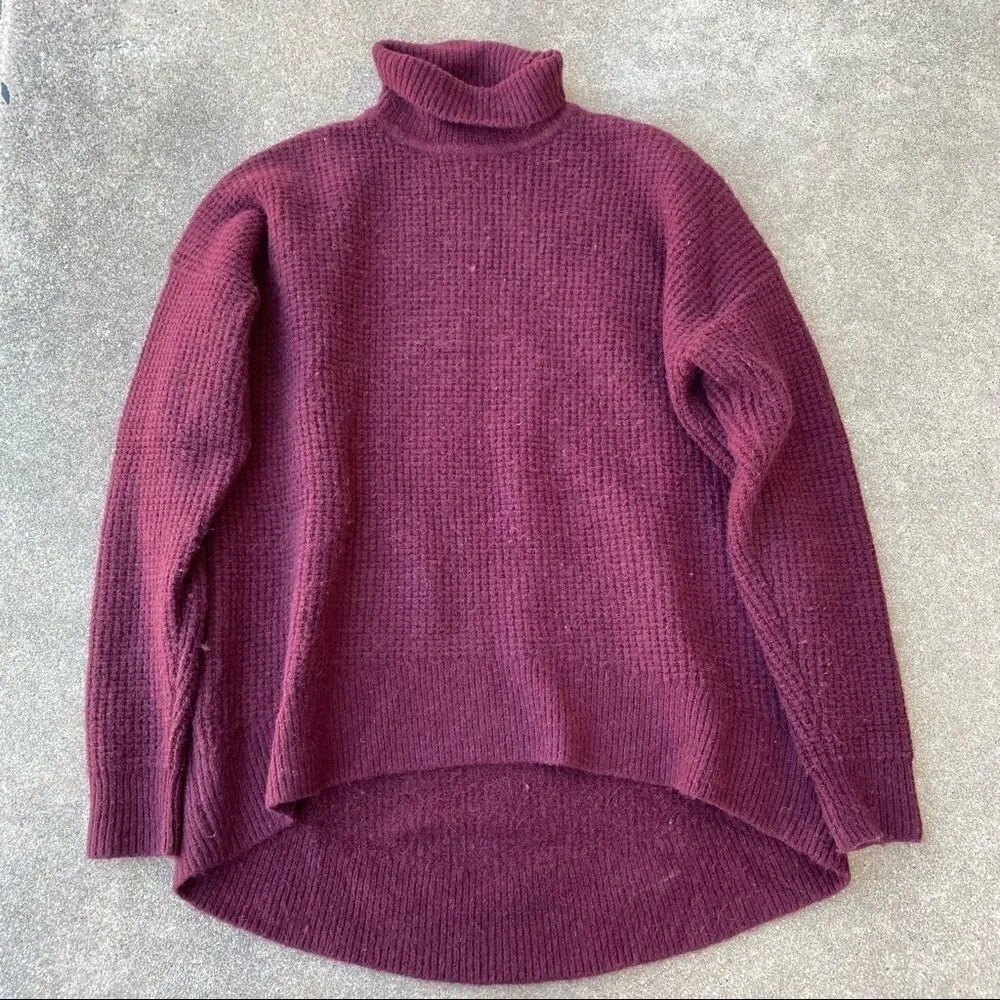 Madewell Wafflestitch Turtleneck Sweater Sz Medium Cherry Red - Image 5