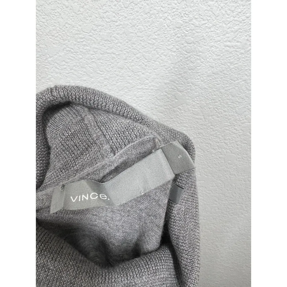Vince Small S Cold Shoulder Wool Turtleneck Sweater Gray Thin Knit - Image 8