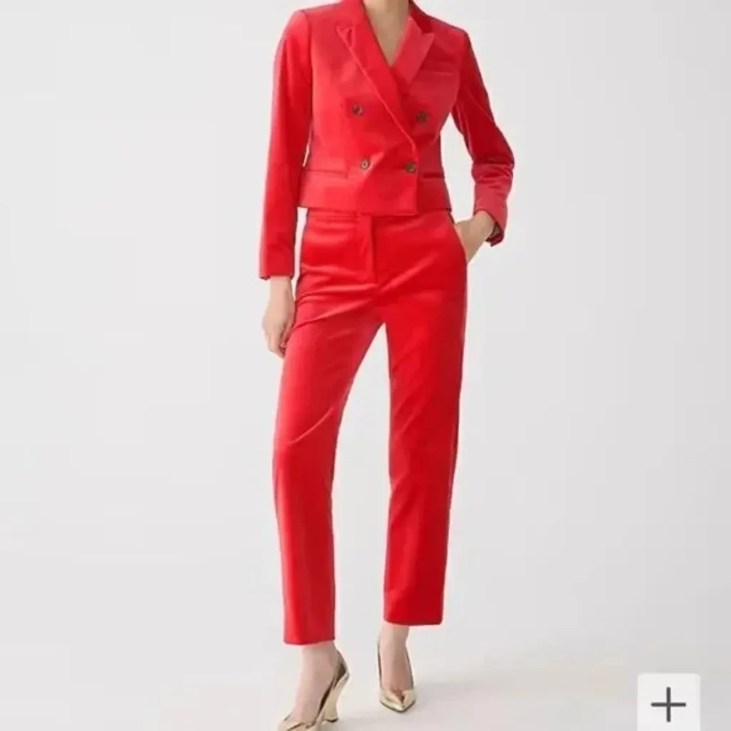 NWT J.Crew Kate Straight-leg Pant in Festival Red Stretch Velvet Trouser 8 - Image 5
