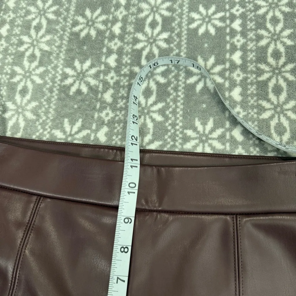 NWOT Talbots Faux Leather Leggings‎ Pants Rich Burgundy Size 12 Petite - Image 9