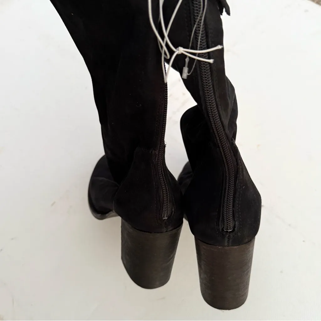 Free People Womens Boots Black Nubuck Suede Stacked Heel Size 40 10 - Image 5
