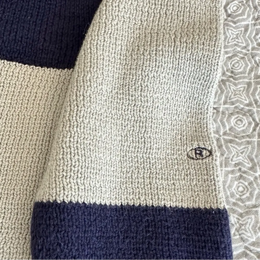 Rockport Women’s Cotton Crewneck Navy Gray Striped Sweater Size L Blue Size L - Image 4