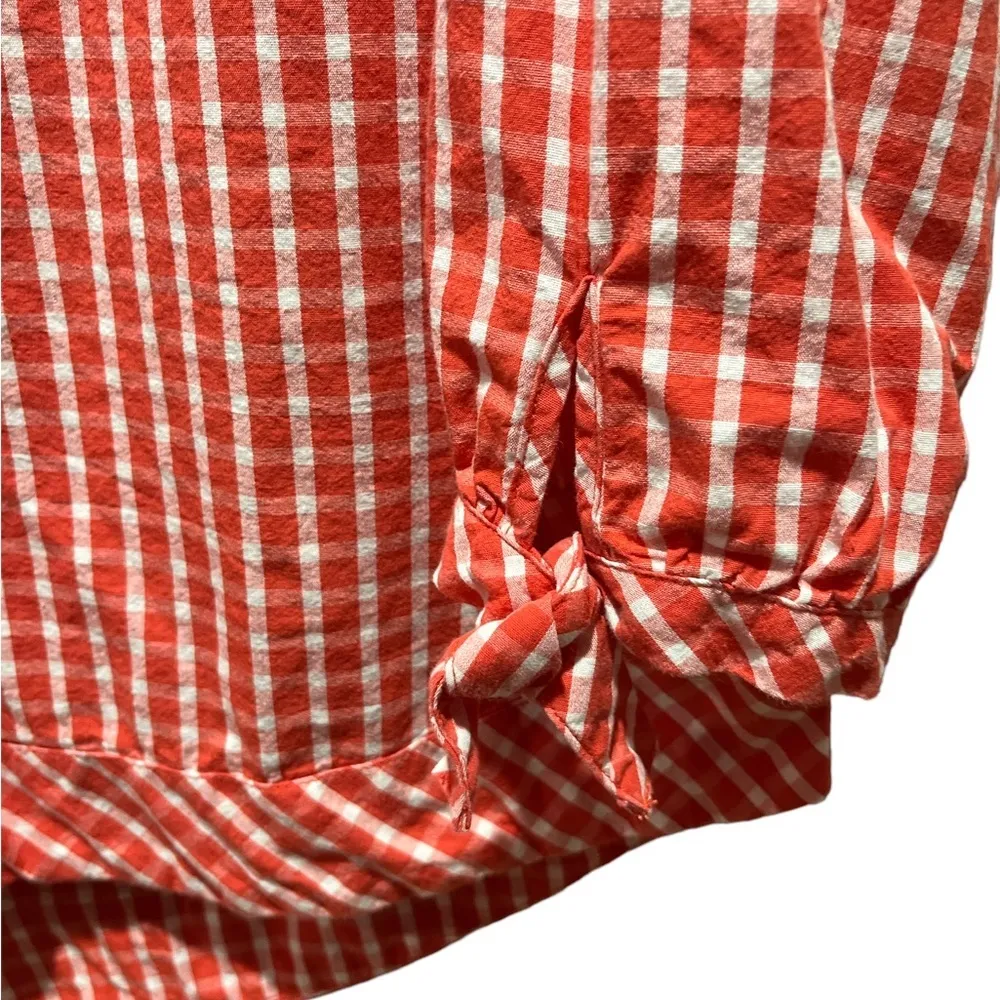 Crown & Ivy Coral Plaid Blouse - Image 4