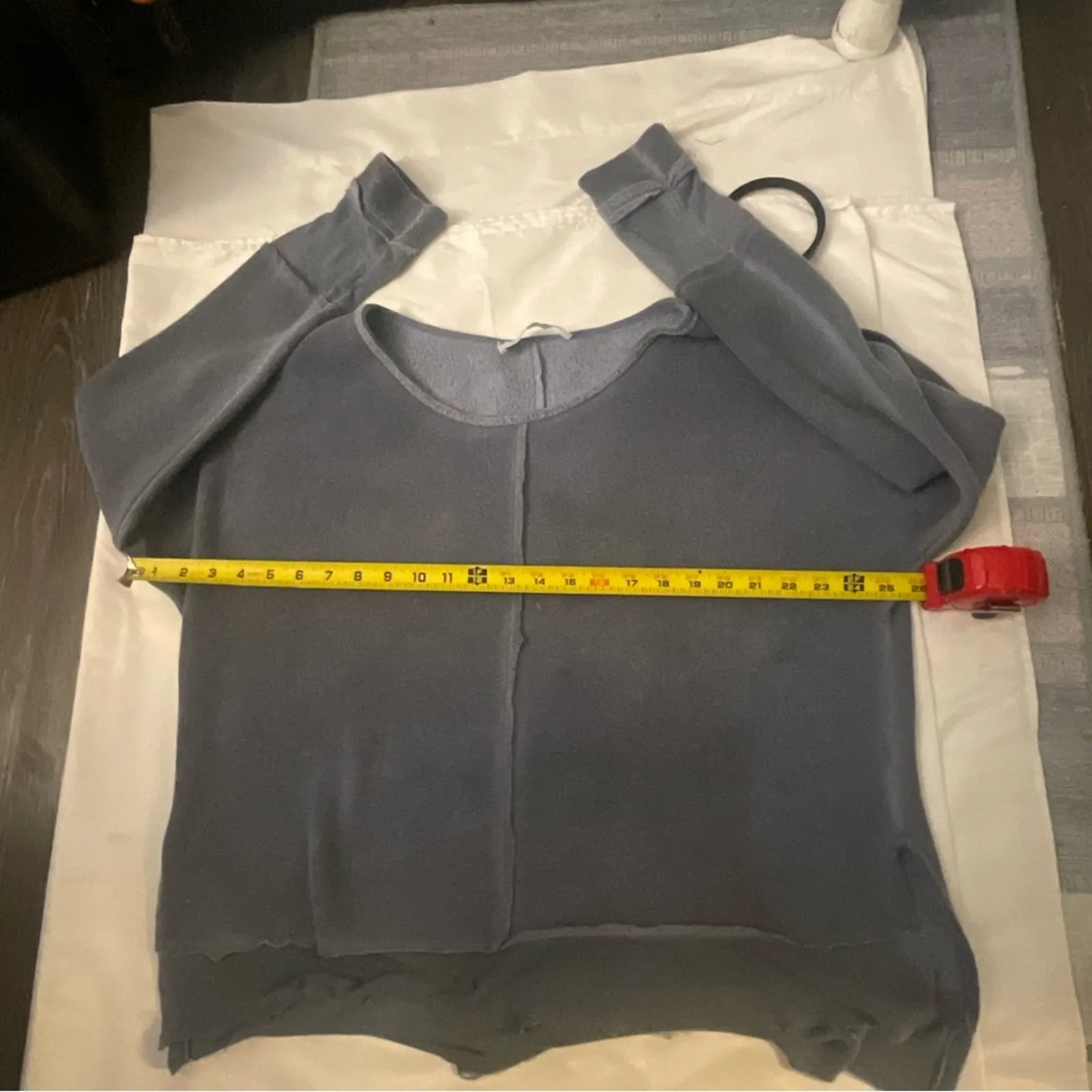 Vintage Havana Blue Crewneck High Low Cut Out Sweater L Made in USA Comfy Cozy - Image 7