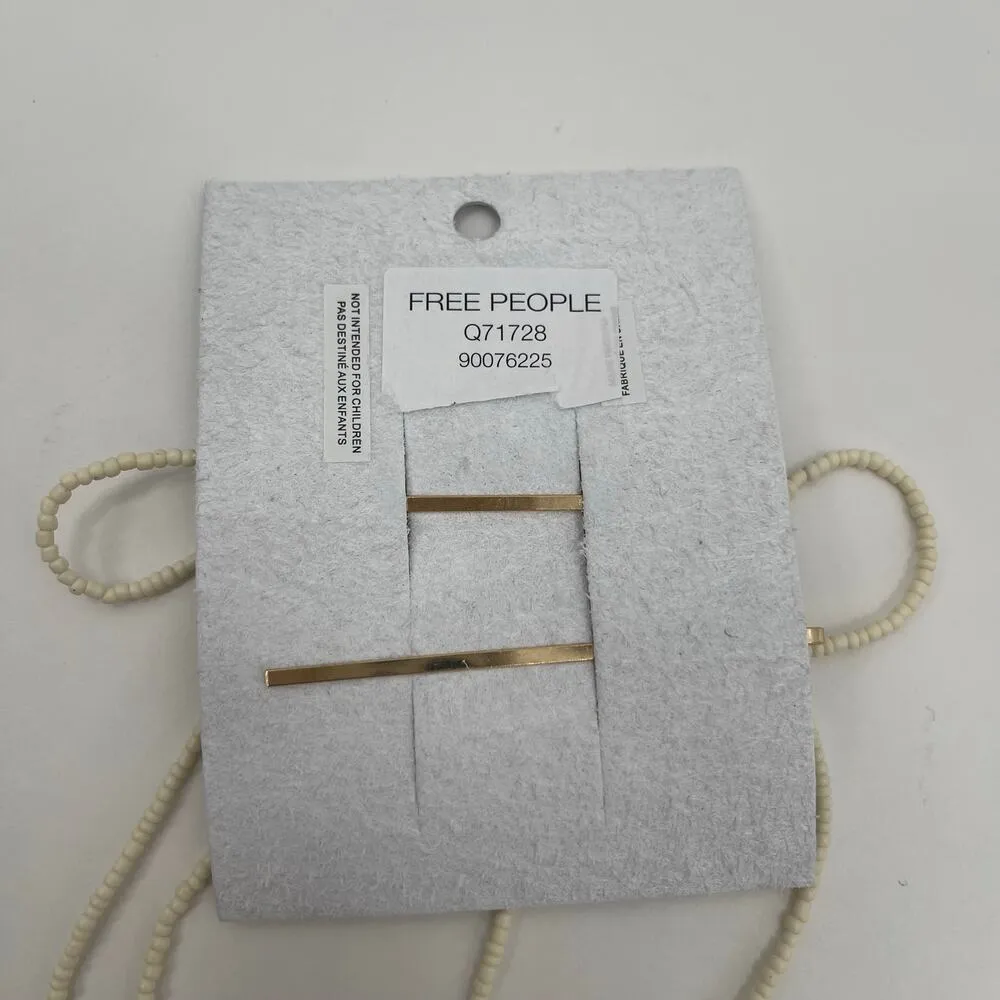 FREE PEOPLE Beaded Bow Barrette Dainty Clip Pin Hair Accessories Bead Cream NWT - Image 6