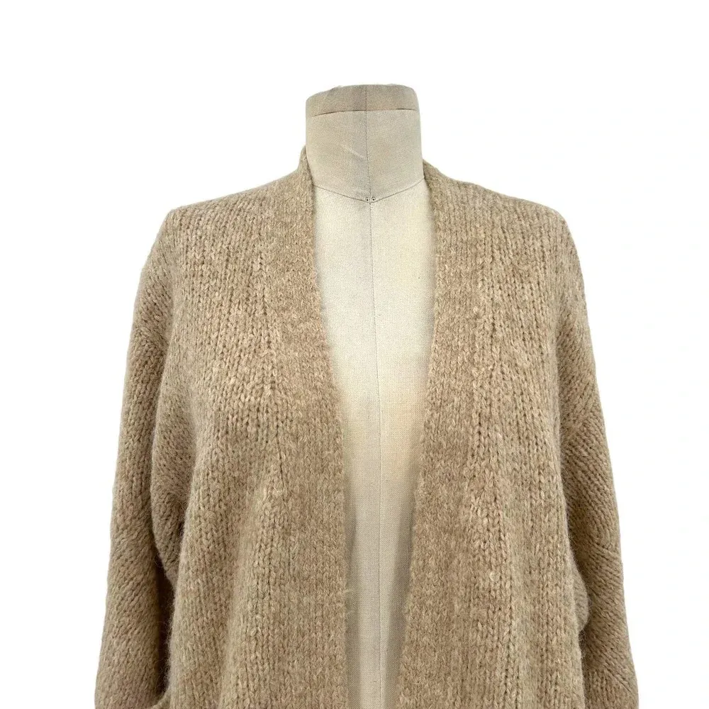 Aritzia Wilfred Free Tan Open Front Fuzzy Chunky Cardigan Alpaca‎ Wool Size XS - Image 2