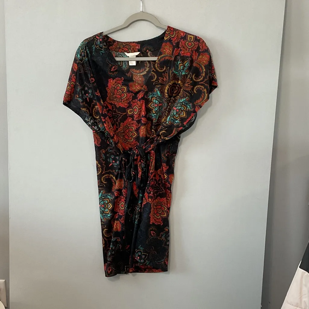 H&M‎ Multicolor Paisley Print Tie-Waist Dress - Image 2