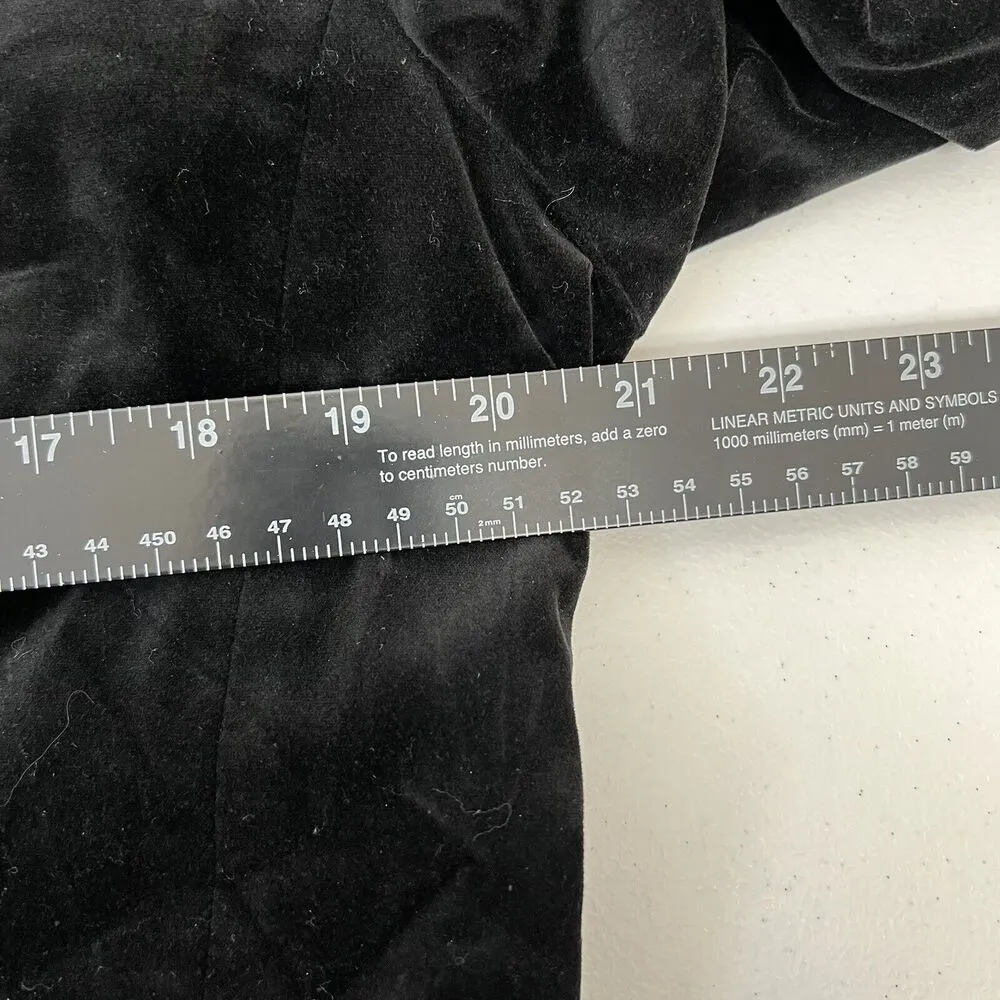 Ann Taylor Size 14 Blazer Jacket Black Velvet Long Sleeve Button Front Women's - Image 10