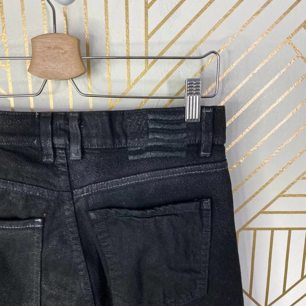 Revice Denim Black High Rise Shiny Cropped Straight Leg Jeans‎ Size US 29 - Image 6