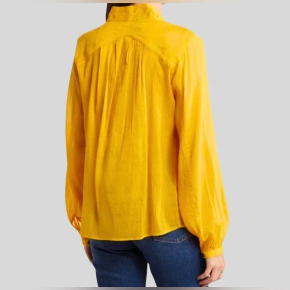 Rag & Bone Sachi Blouse Womens XXS saffron yellow Cotton/Silk Boho Chic Top - Image 2