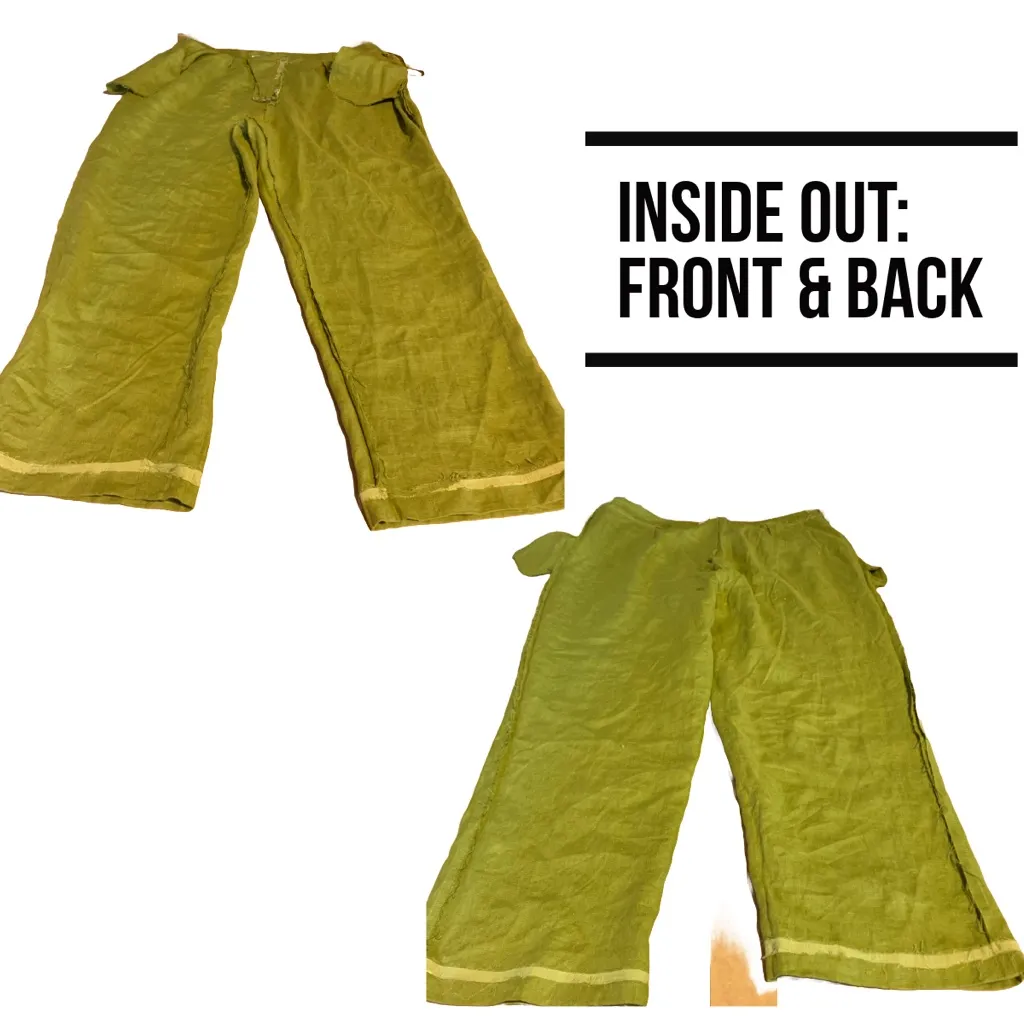 VEILED NYC OLIVE GREEN PLEATED LINEN STRAIGHT LEG TROUSERS (XXL) - Image 12