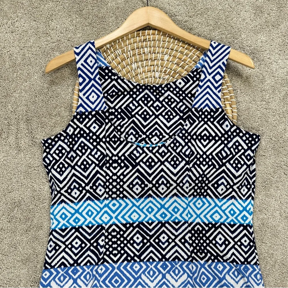 Tommy Bahama Womens Mayan Maze Maxi Dress Sleeveless Resortwear Geometric Blue L - Image 8