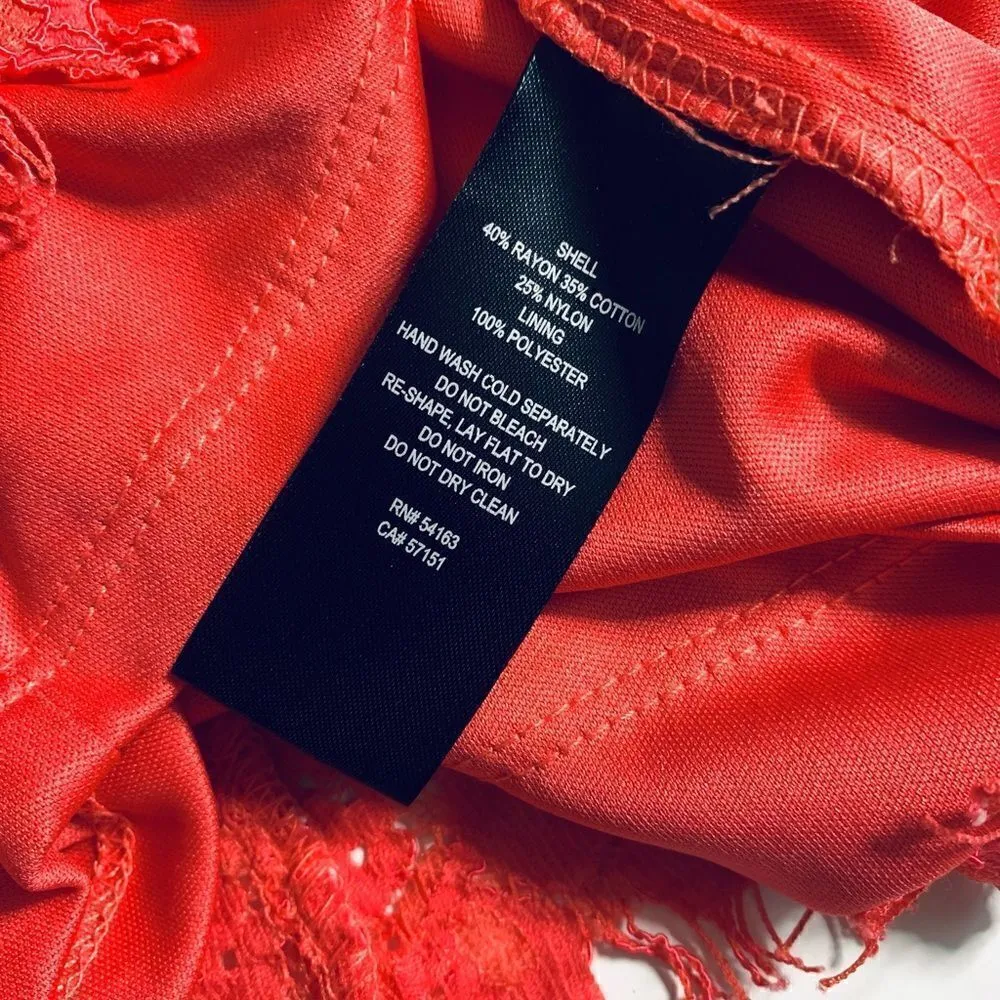 Jessica Howard hot pink/coral lace overlay fringe trim mini dress - Image 4