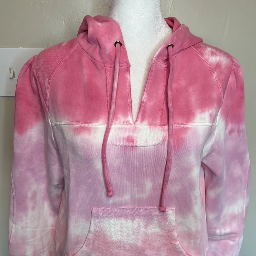 LoveShackFancy Cropped Hoodie Sweatshirt Bubble Gum Pink Tie Dye NWT Size Small - Image 7