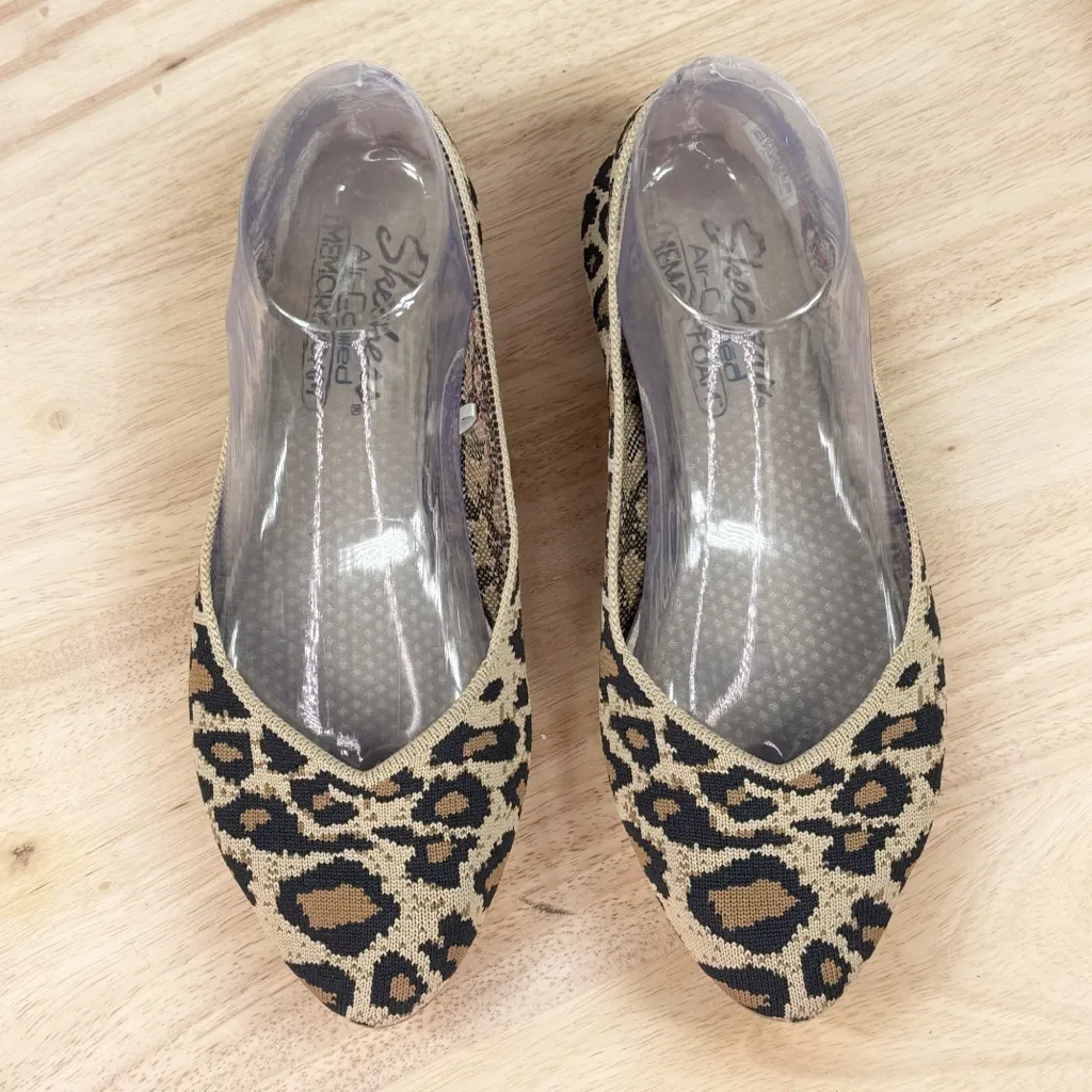 Women's Cleo Leopard Print Knit Casual Pointed Toe Ballet Flats Tan 7 - Image 4