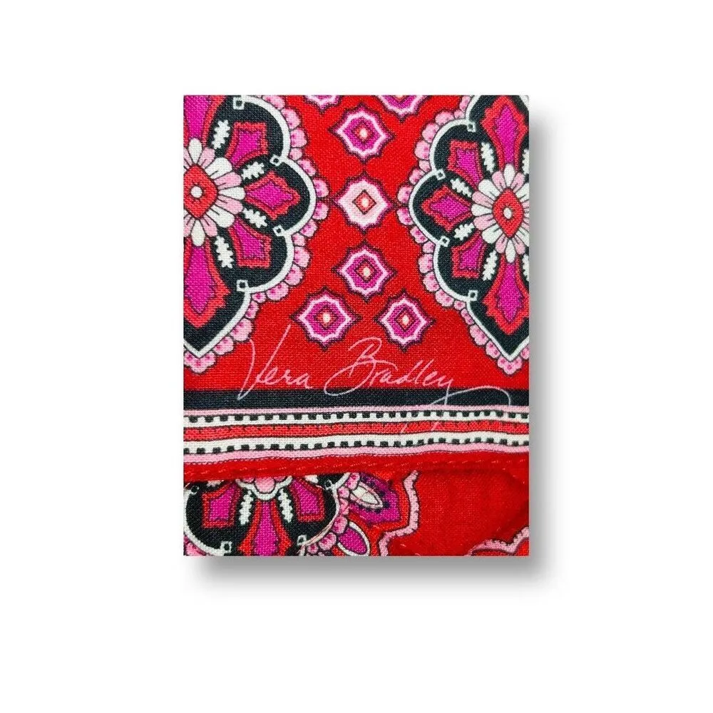 Vera Bradley Frankly Scarlet‎ Messenger Bag Red Pink Quilted Tote Laptop Boho - Image 6