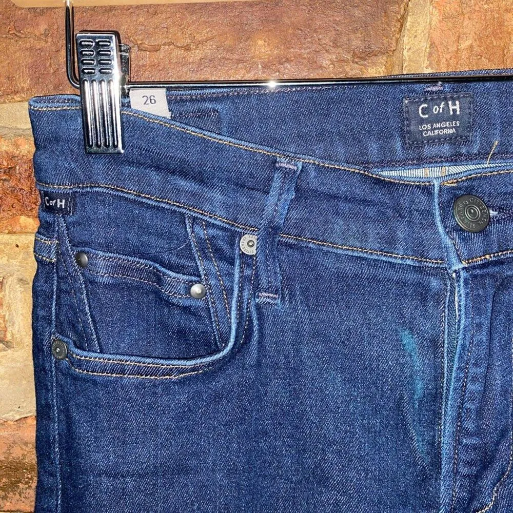 Citizens of Humanity Rock Dark Wash Blue Cut-Off Raw Hem Skinny Jeans Size 26 - Image 4