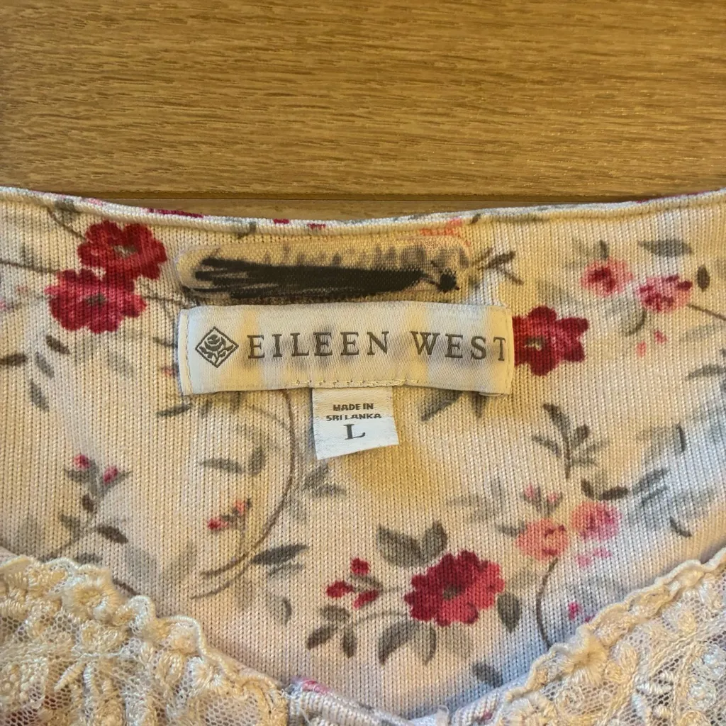 Eileen West Women’s Pink Floral Long Sleeve Night Gown Pajamas Size L Size L - Image 3