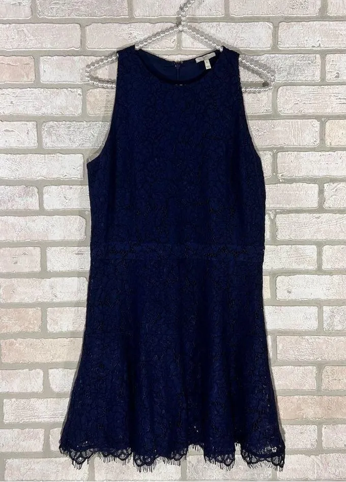 Joie Adisa Navy Lace Overlay Dress Size 10 - Image 4