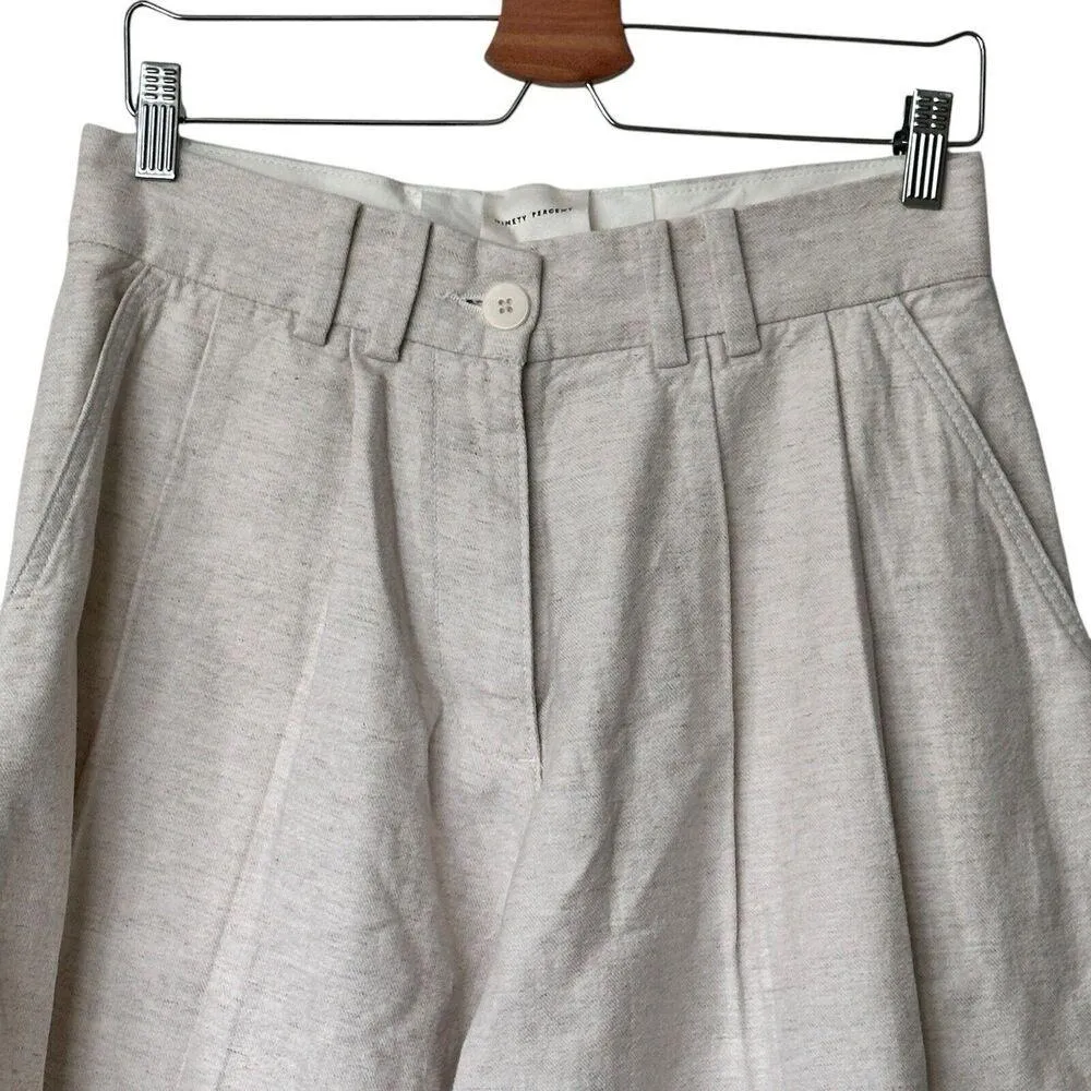 Ninty Percent S High Waisted Tailored Beige Dressy Casual Pleated Wide Short - Image 5