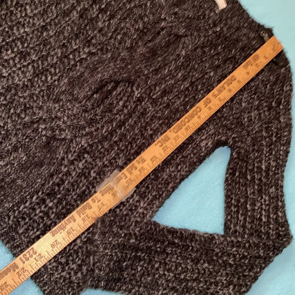 LOFT ANN TAYLOR cable knit fuzzy chunky long sleeve zip detail pullover size S - Image 8