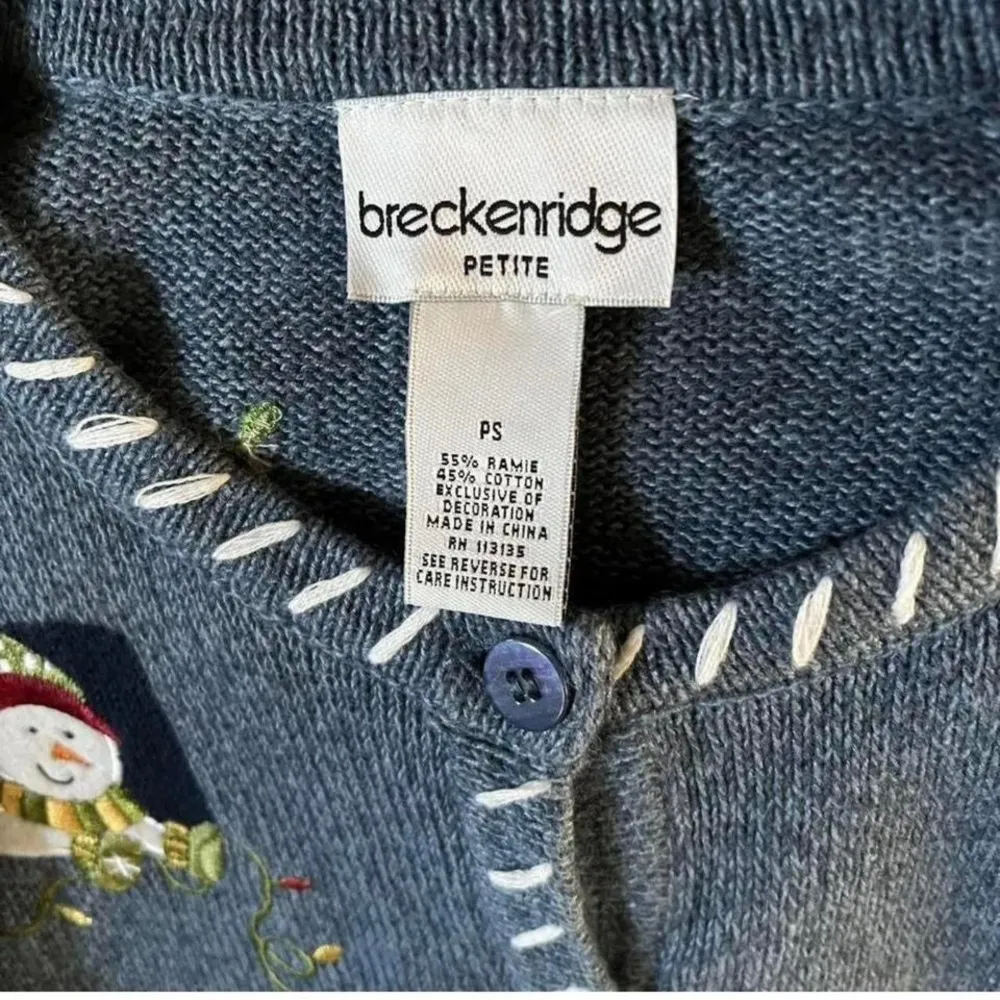 Breckenridge Vintage Christmas 80’s embroidered Snowman Sweater  Cardigan - Image 3