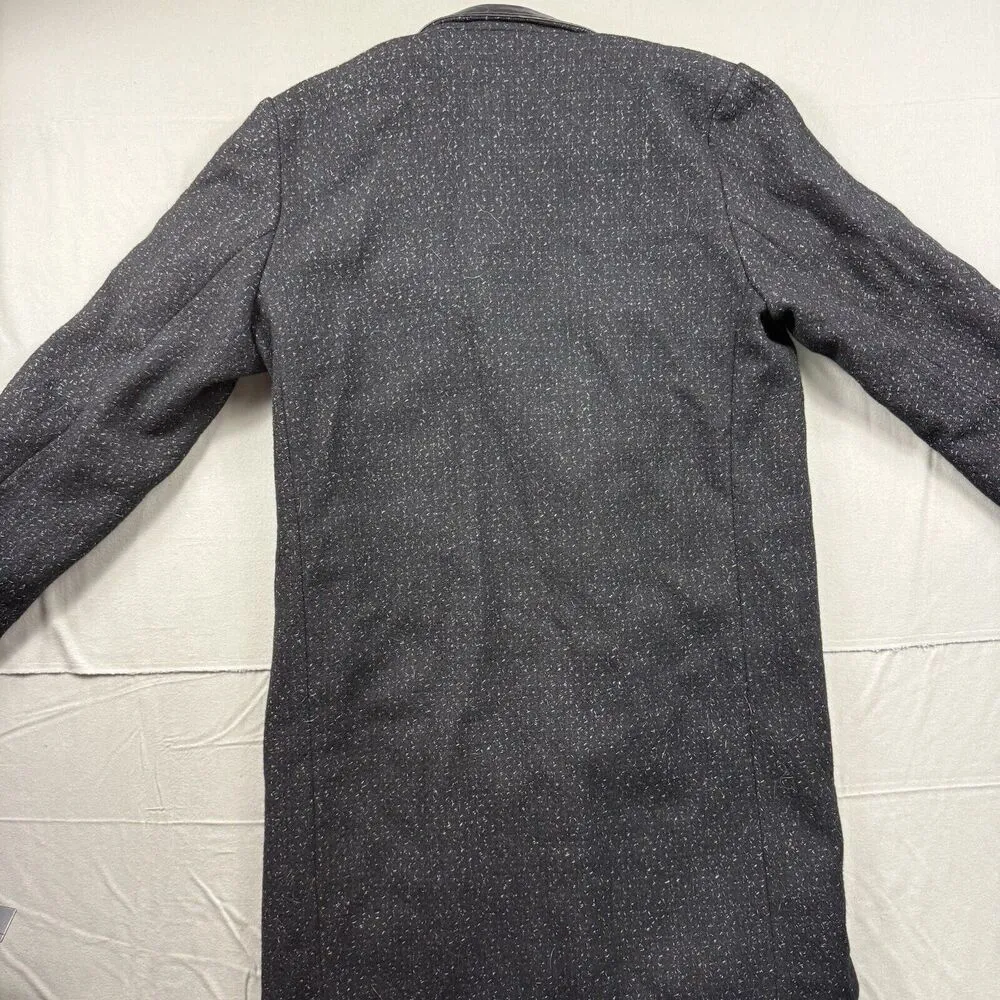 Vintage Hunters Run Wool Peacoat Women 12 Midi Black Leather Trim Winter Coat - Image 15