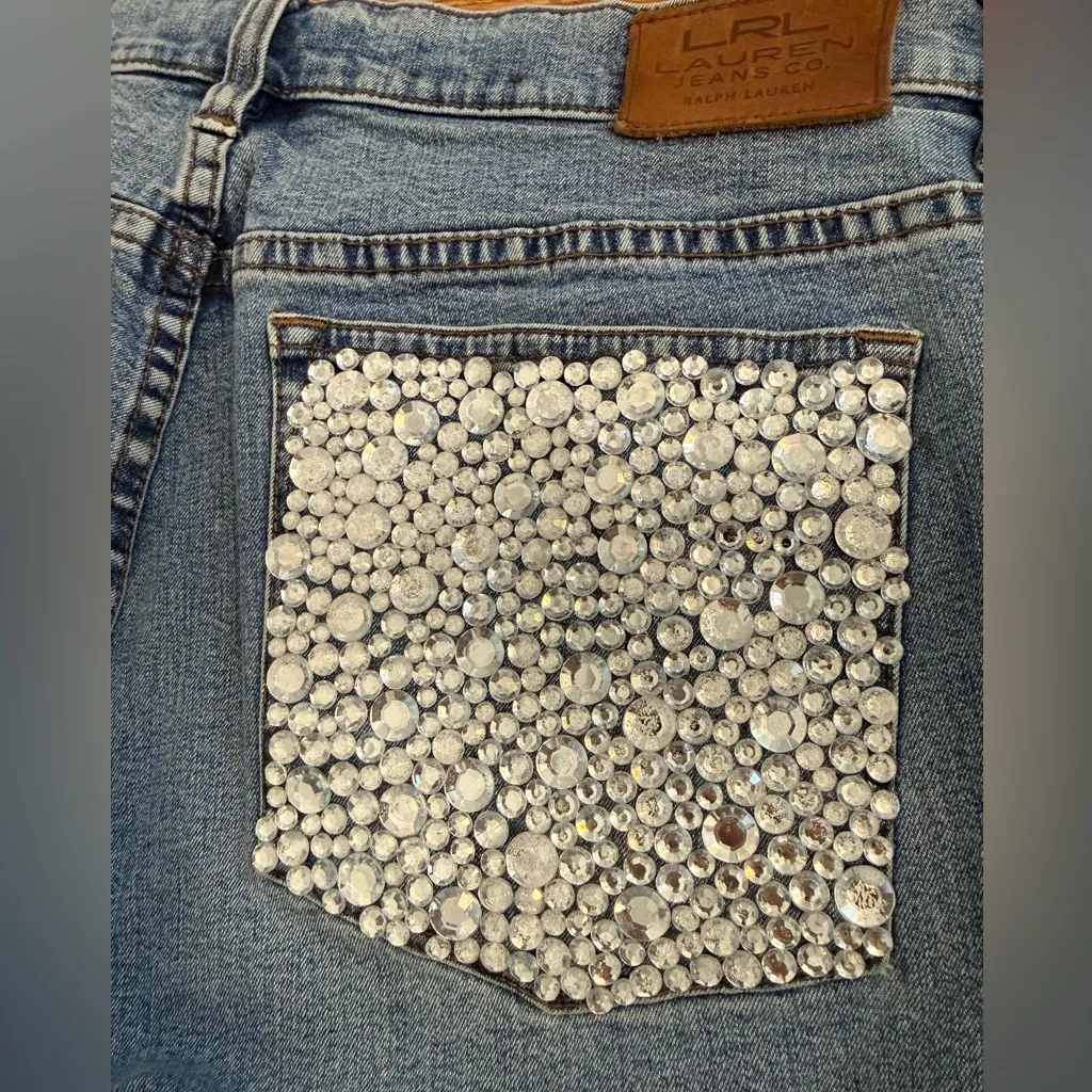 LRL Lauren Jeans Co. Ralph Lauren Classic Straight Embellished Bejeweled Jeans - Image 11