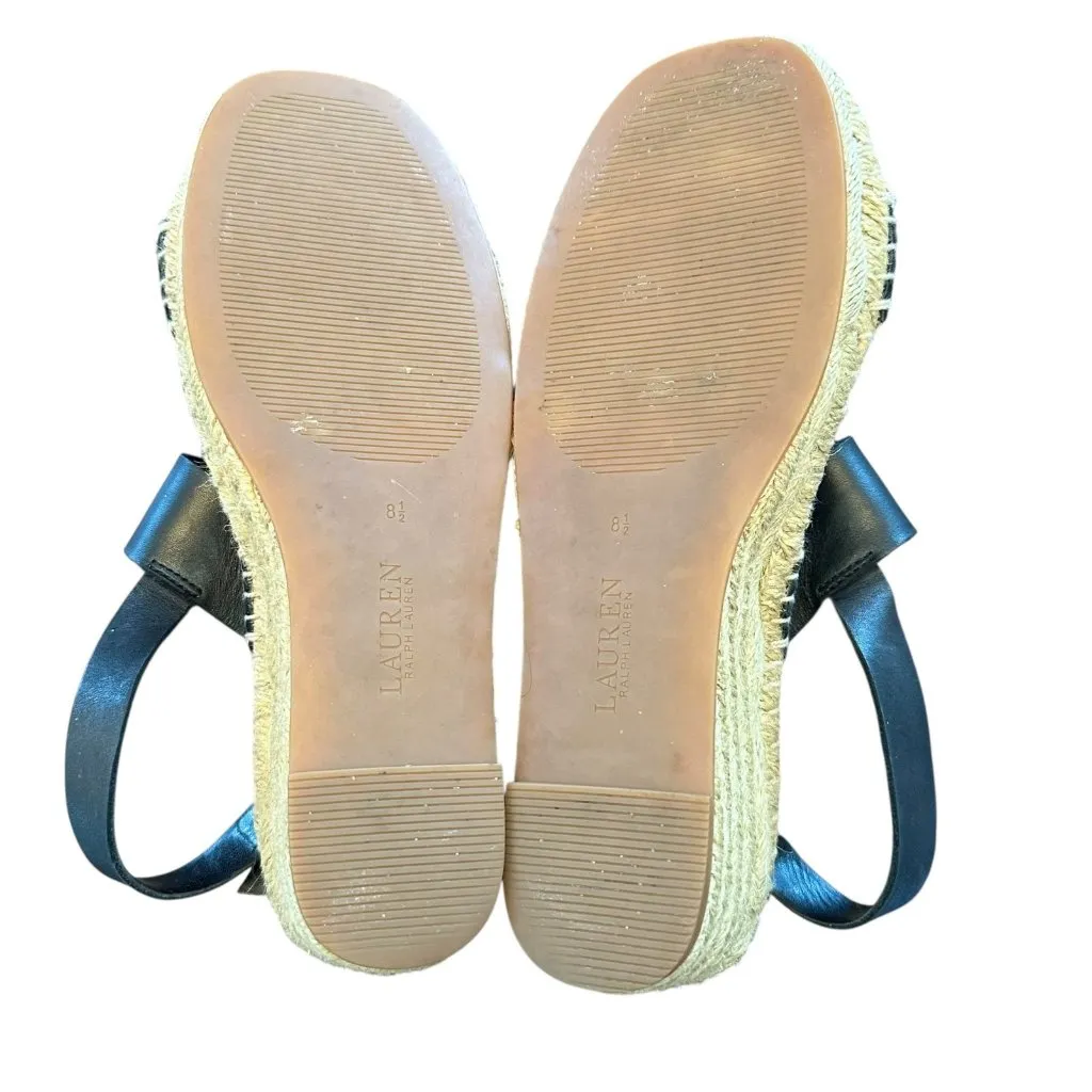 Lauren Ralph Lauren Black Leather Espadrille Sandals Women's Size 8.5 B - Image 7