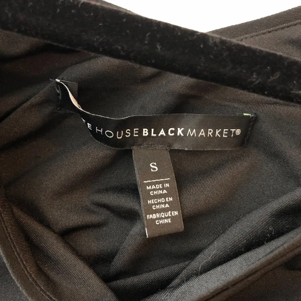 White House Black Market Floral Shift Dress Pleated Sheer Sleeve Black Pink S - Image 4