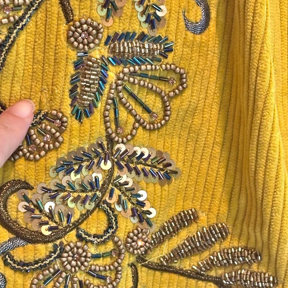 Free People Bali Rhapsody Yellow Corduroy Embellished Shorts - size 4 - Image 8