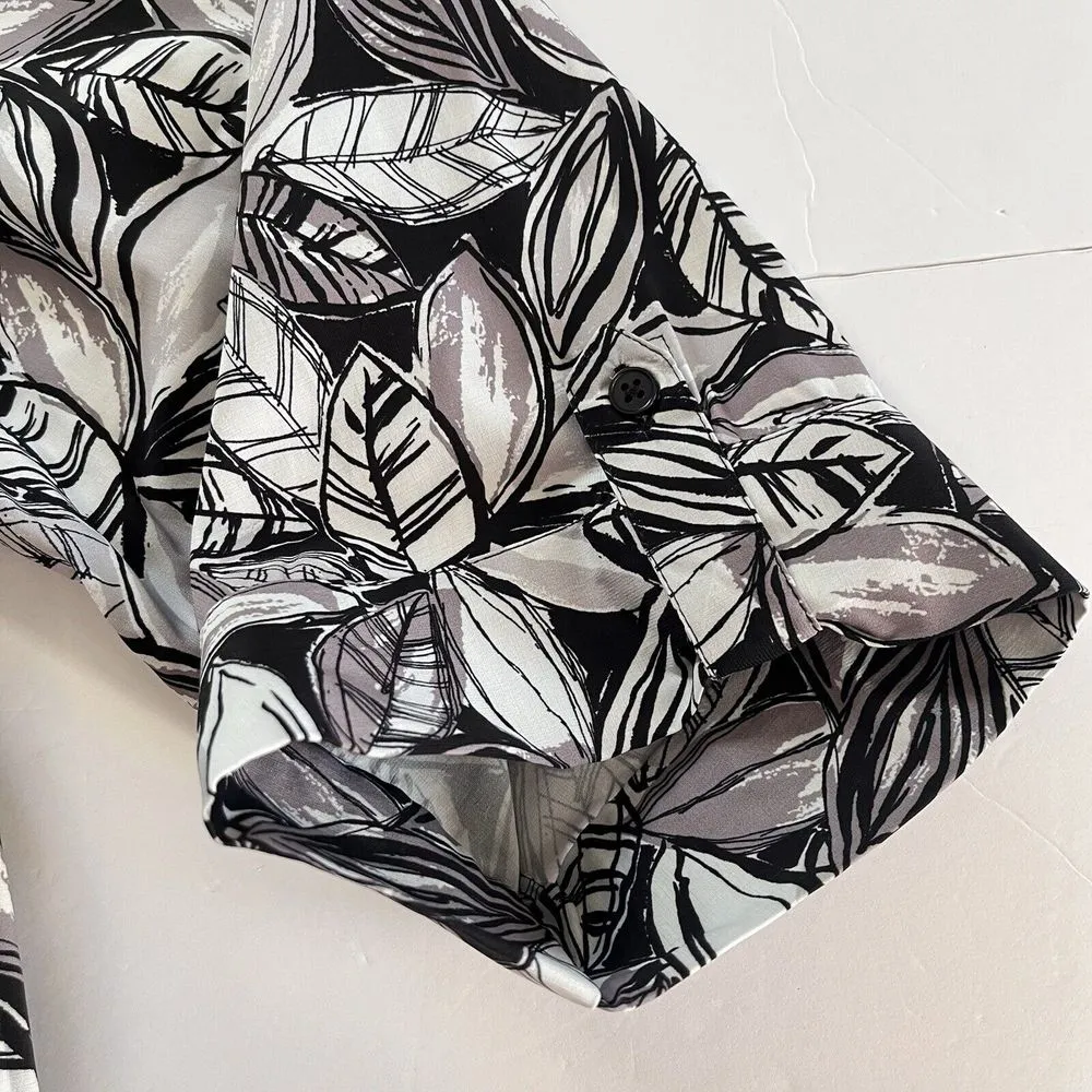 Catherines Black White Button Front 3/4 Tab Sleeve‎ Timeless Blouse Size 4X - Image 6