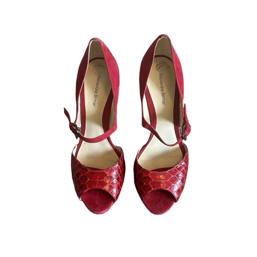 ALEXANDRE Birman Suede And Python Leather Ankle Strap Sandals Size 10 - Image 5