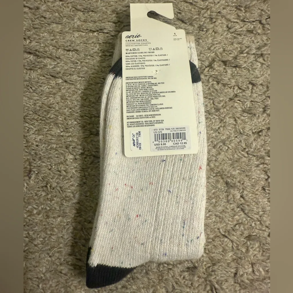 Aerie Cream Multicolor Speckled Thick Textured Marled Crew Socks NWT - Image 3