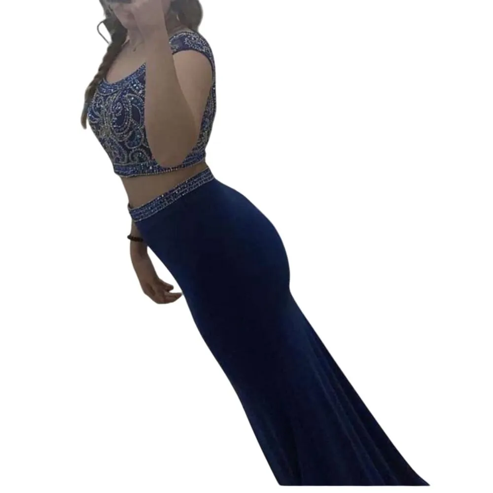 NWOT Blush Prom 11000 Blue Two Piece Beaded Prom Formal Dress - Image 2