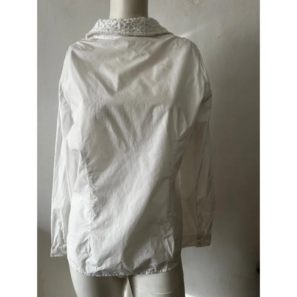Coldwater Creek White long sleeve lace overlay collar Button-Up Shirt Size PL 14 - Image 5