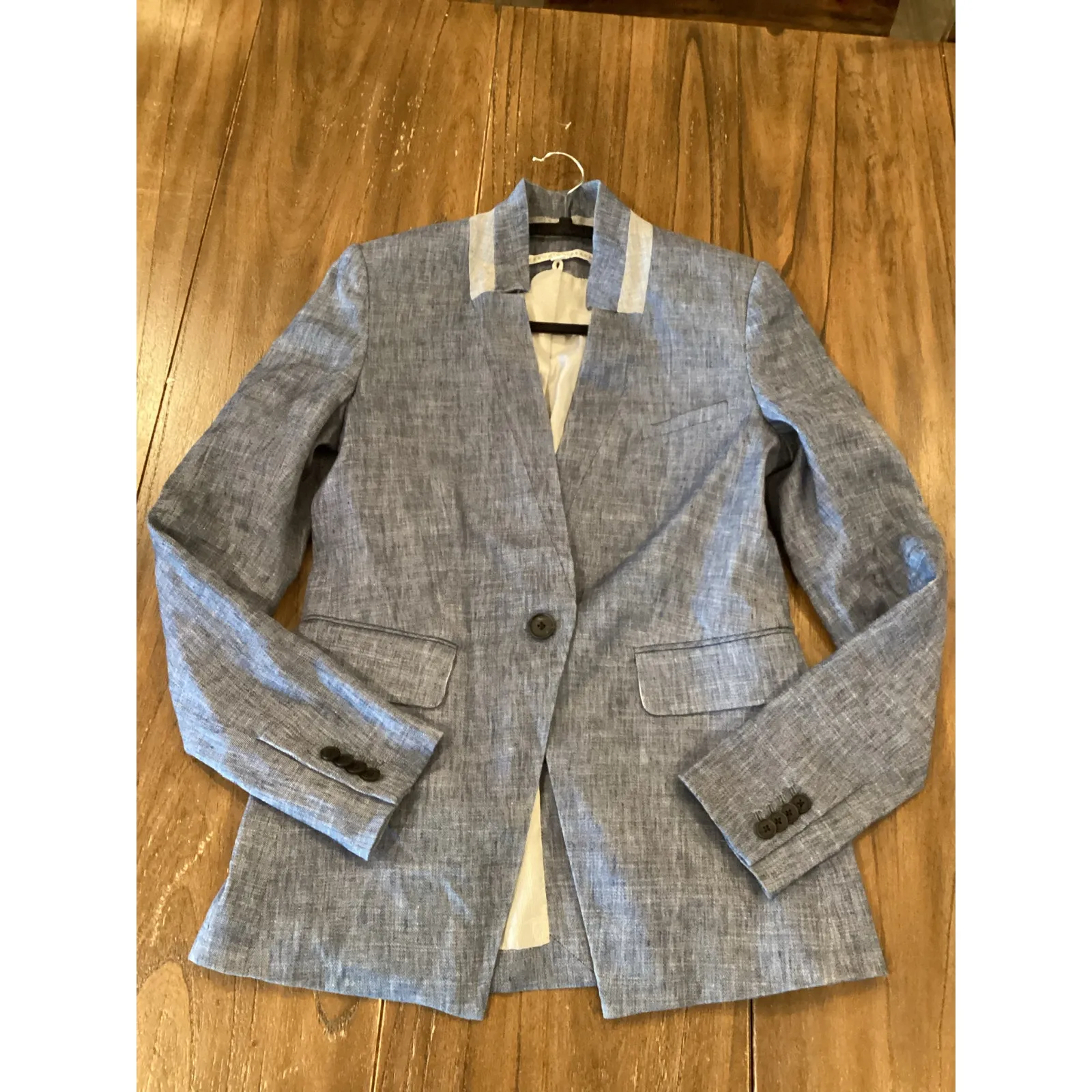 Veronica Beard Orchid Chambray Upcollar Jacket dickey linen blazer Size 6 - Image 5