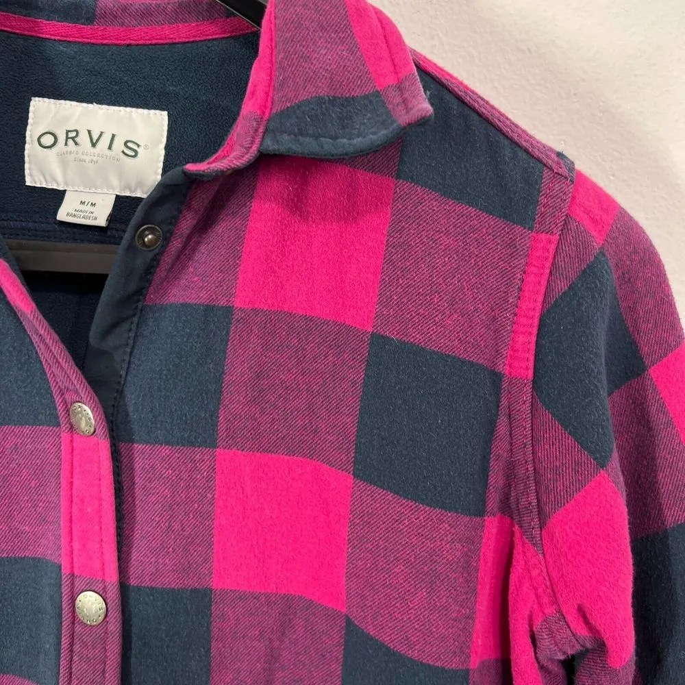 Orvis Fleece Lined Flannel Shirt Jacket Womens Medium Red Black Check Casual - Image 4