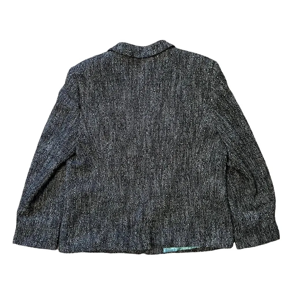 $500 VTG 80’s Jobis 44 14 Tweed Midi Skirt Power Suit Wool Blazer Jacket Blue - Image 3