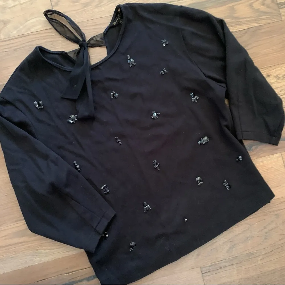 Massimo Dutti Black Beaded Top Size Small - Image 4