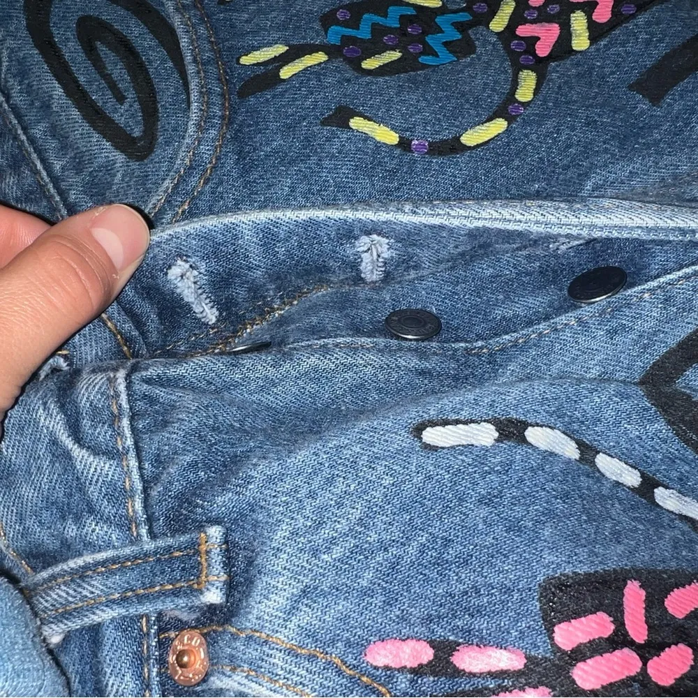 Vintage Levi’s 1993 M. Stewart “The Dance” Artwork Reworked Made in USA Skirt Blue Size 4 - Image 9