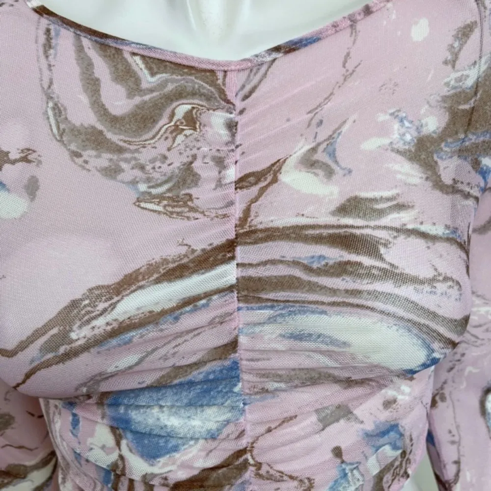 Antistar  Pink Abstract Print Sheer‎ Crop Fit Top - Image 5