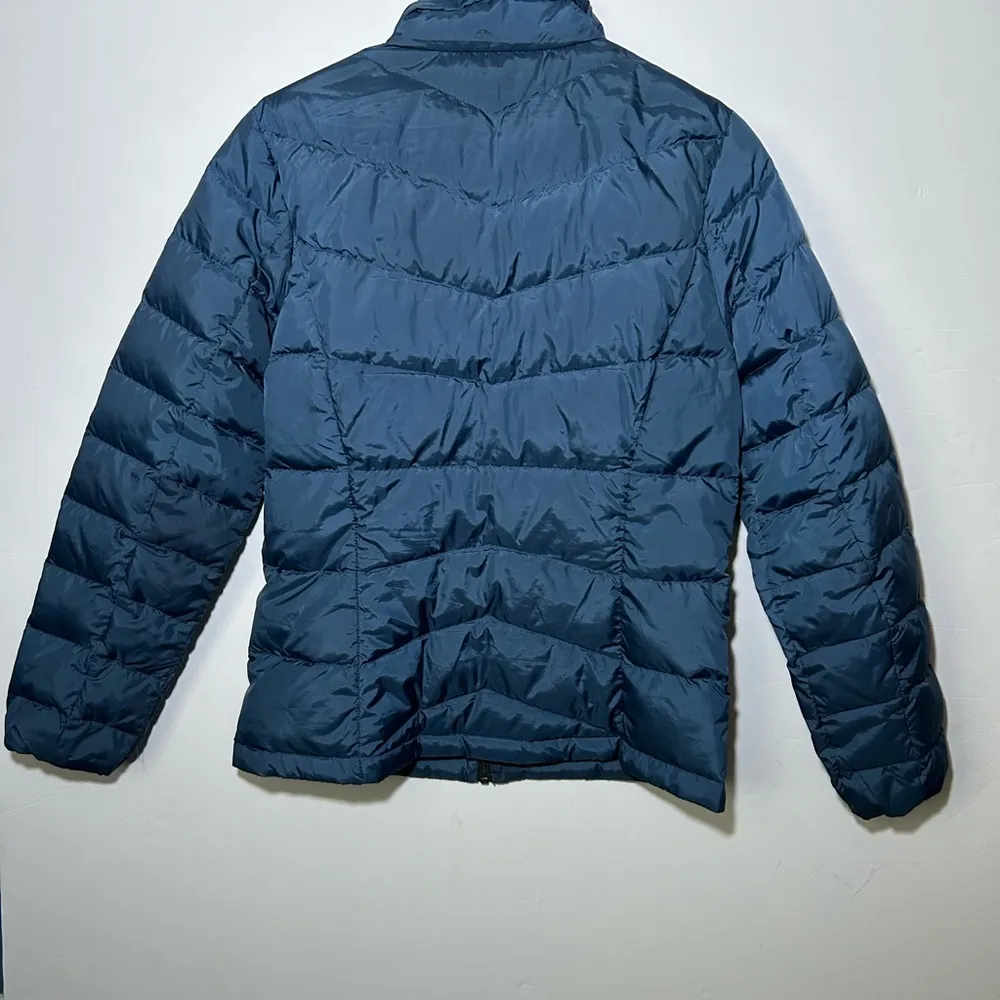 Eddie Bauer Women's Midweight Blue Chevron Quilt Down Jacket Sz S Casual Ski - Image 3