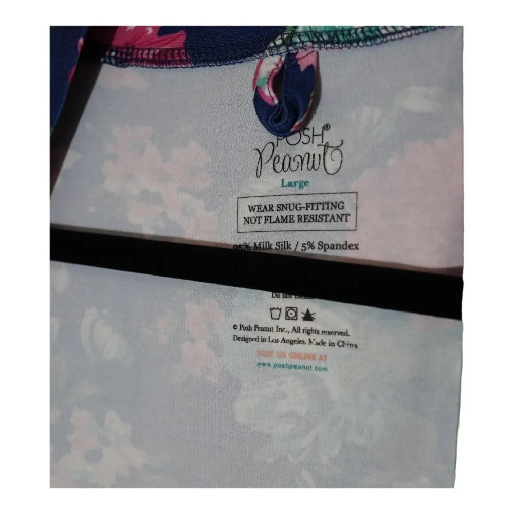 Posh Peanut Maternity Postpartum Bamboo Blue Floral Flower Belted Robe Large Size undefined - Image 5