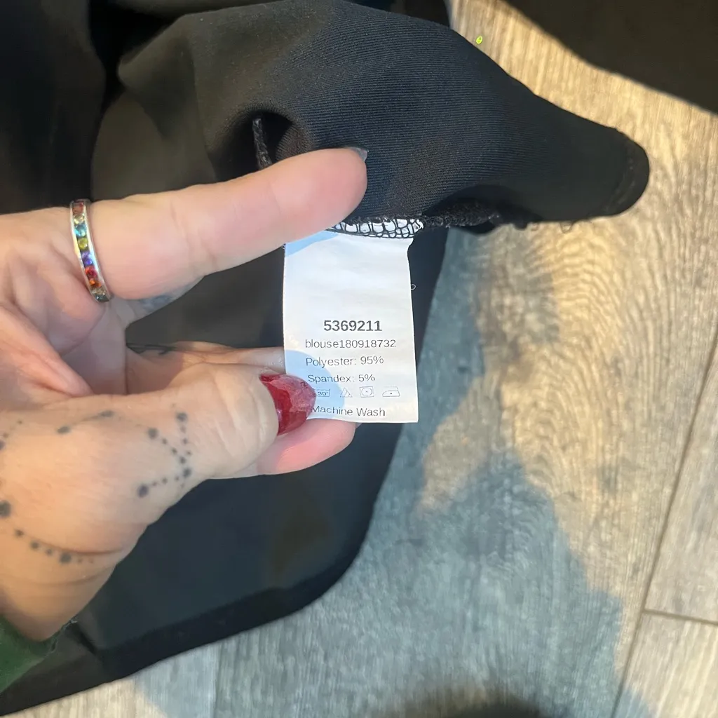 Shein 2XL Plain Solid Black Cold Shoulder Womens Long Sleeves Blouse - Image 6