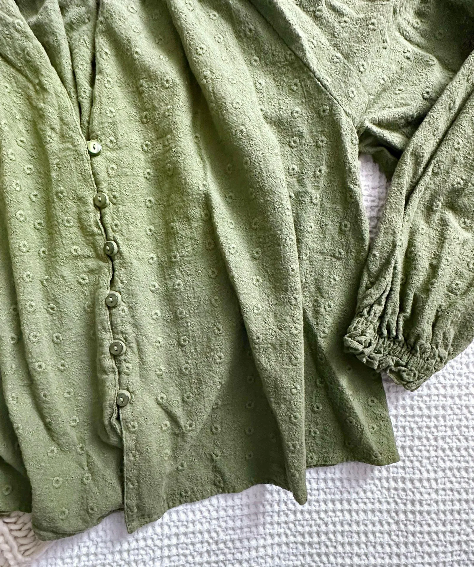 Embroidered Olive Green Long Sleeve blouse - Image 4