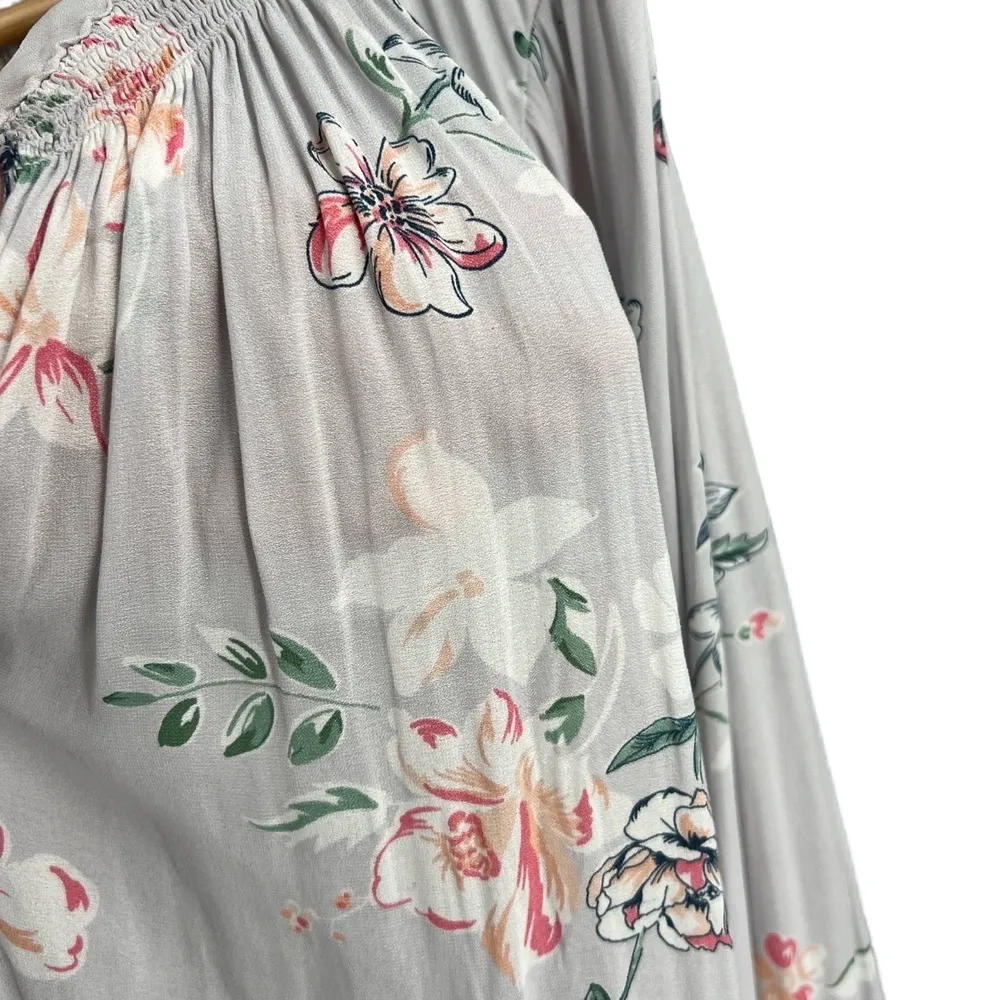 Torrid Floral Peasant Blouse 3X Gray Long Sleeve Boho Tunic Top Plus Size - Image 3