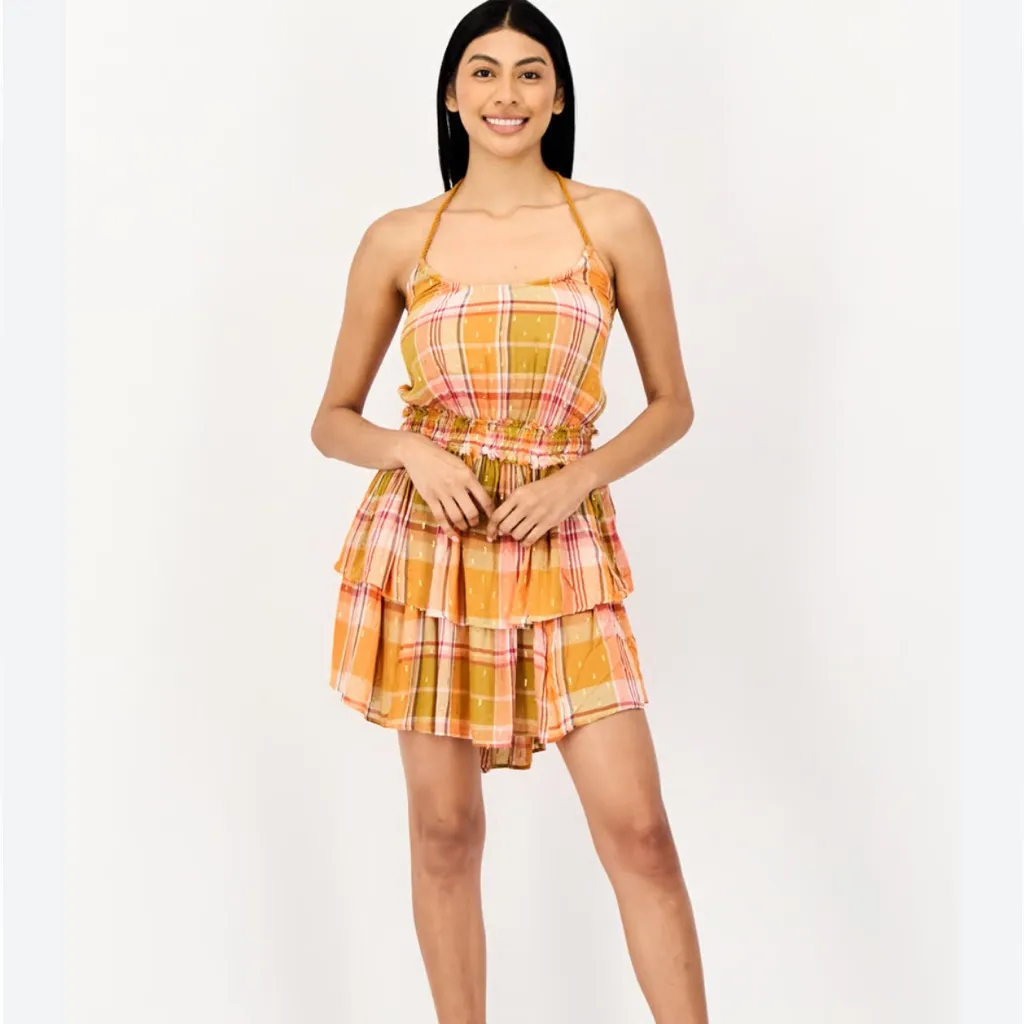 Aerie plaid halter ruffle dress - Image 4