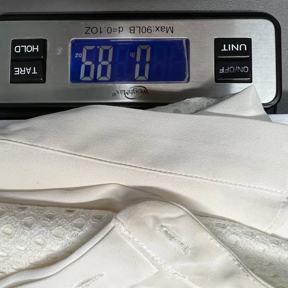 H&M Perforated Cream Tunic Top Womens Large Party Business Career Quiet Luxury - Image 13